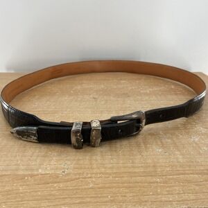 Martin Dingman Alligator Grain Italian Calfskin Leather Belt Sz 38 Handmade USA